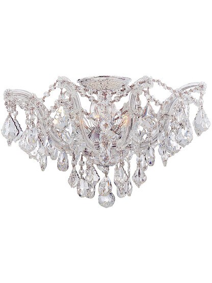 Maria Theresa Semi Flush Mount Draped in Clear Hand Cut Crystal in Polished Chrome.